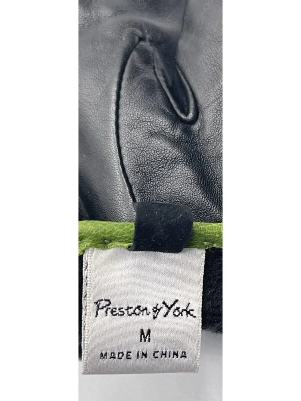 PRESTON & YORK Womens Brown Leather Gloves With Green Accent Size Medium Vintage